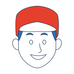 man with sport cap character face avatar male vector illustration