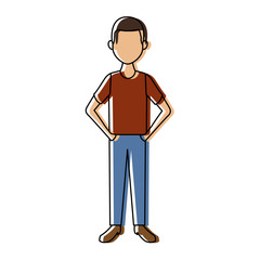young man standing with folded arms front view vector illustration