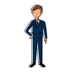 businessman standing with suit clothes front view vector illustration