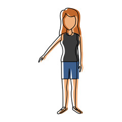 beautiful woman character people standing vector illustration