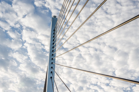 Fototapeta Bridge and the cable on the over cloud background