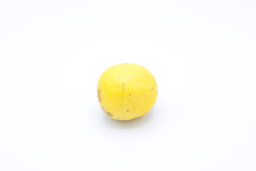 Dirty lemon isolated on white background. 