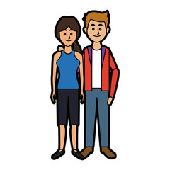 couple standing man and woman together people