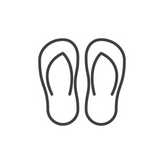 Flip flops line icon, outline vector sign, linear style pictogram isolated on white. Symbol, logo illustration. Editable stroke. Pixel perfect vector graphics