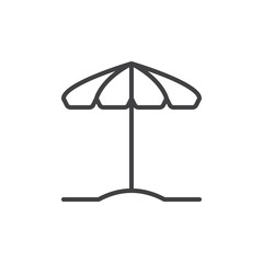 Beach umbrella line icon, outline vector sign, linear style pictogram isolated on white. Parasol symbol, logo illustration. Editable stroke. Pixel perfect vector graphics