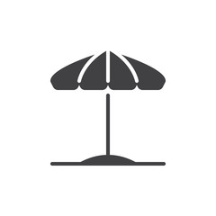 Beach umbrella icon vector, filled flat sign, solid pictogram isolated on white. Parasol symbol, logo illustration. Pixel perfect vector graphics