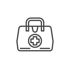 Medical bag line icon, outline vector sign, linear style pictogram isolated on white. First aid kit symbol, logo illustration. Editable stroke. Pixel perfect vector graphics