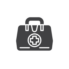 Obraz premium Medical bag icon vector, filled flat sign, solid pictogram isolated on white. First aid kit symbol, logo illustration. Pixel perfect vector graphics