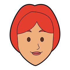 woman face smile expression cartoon character on white background vector illustration