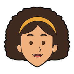 woman face smile expression cartoon character on white background vector illustration