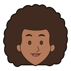 woman face smile expression cartoon character on white background vector illustration