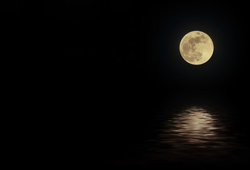 full moon on river