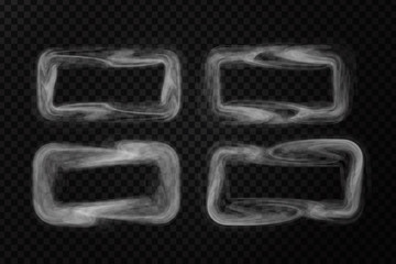 Vector realistic isolated smoke frames on the transparent background.