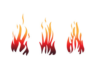 set of flames, flame illustration, icon design, isolated on white background. 
