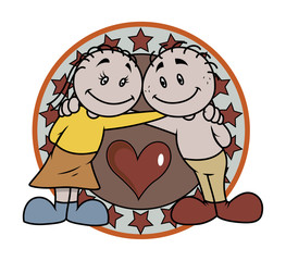 Happy Cartoon Funny Couple
