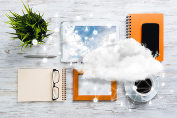 Social communication and global networking concept