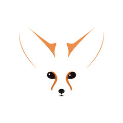 Fototapeta premium Fennec muzzle, eyes and ears. Contour vector illustration.