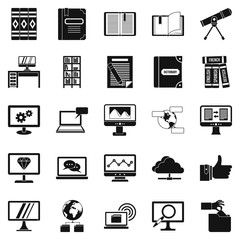 Explorer icons set, simple style