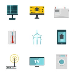 Automatic electronic devices icon set, flat style