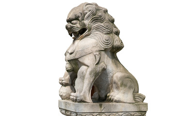 Fototapeta na wymiar Chinese Imperial Lion Statue, Isolated on white background