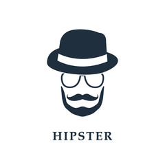 Hipster avatar with hat and glasses. Vector illustration.