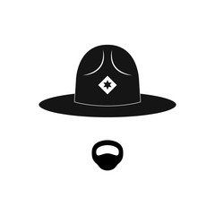 Sheriff avatar. Mustachioed policeman in circle hat. Vector illustration.