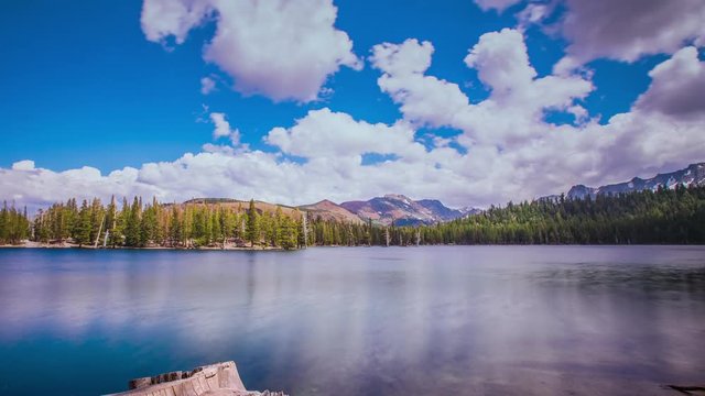 Time Lapse - Beautiful Clouds Moving Over the Lake -  4K
