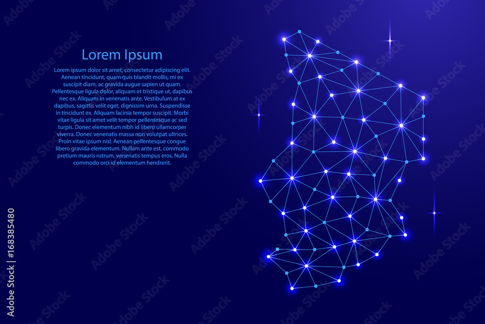 Poster chad map of polygonal mosaic lines network, rays and space stars of vector illustration.
