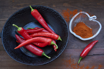 Raw red pepper in a frying pan