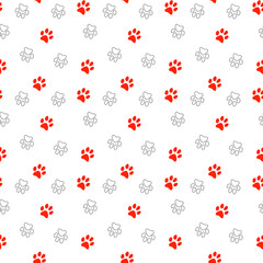 Vector seamless pattern with cat footprints. Can be used for wallpaper, web page background, surface textures.