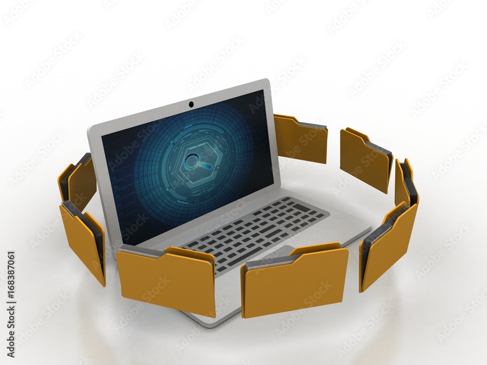 Poster 3d rendering folder with documents