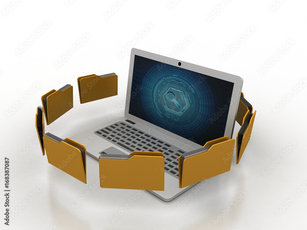 Poster 3d rendering folder with documents