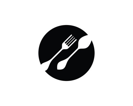  Fork Spoon Circle Icon Logo