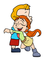 Cartoon Kid Couple
