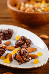 Homemade chocolate and nuts snack balls