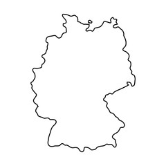 Germany map of black contour curves of vector illustration