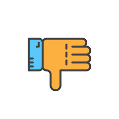 Thumbs down filled outline icon, line vector sign, linear colorful pictogram isolated on white. Symbol, logo illustration. Pixel perfect vector graphics