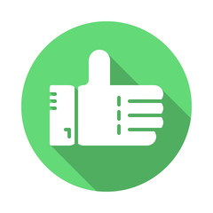 Thumbs up flat icon. Round colorful button, circular vector sign with long shadow effect. Flat style design