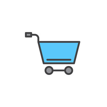 Shopping cart filled outline icon, line vector sign, linear colorful pictogram isolated on white. Online shopping symbol, logo illustration. Pixel perfect vector graphics