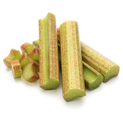 rhubarb stem isolated on white background cutout