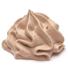 Chocolate cream swirl isolated on white background cutout