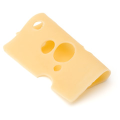  one Cheese slice isolated on white background