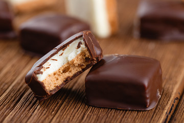 Chocolate candy bird's milk with souffle