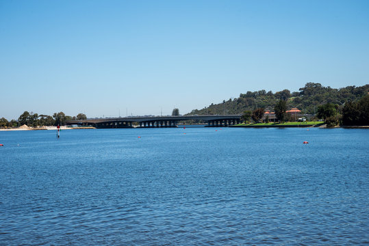 A view of Perth City bridge across Swan River from Perth CBD to South Perth