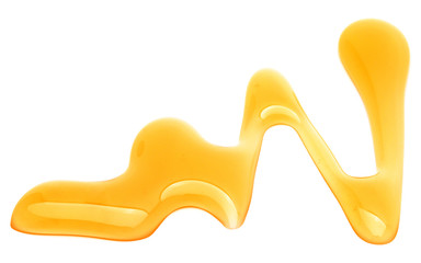Sweet honey drips isolated on white background. Syrup droplet, nectar drops.