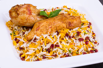 Zereshk polo with Chicken