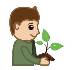 Man Holding Plant