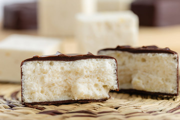 Homemade souffle candy in chocolate