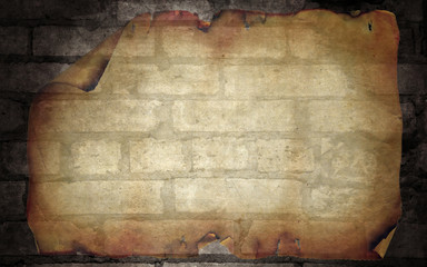 Brick wall with old paper background
