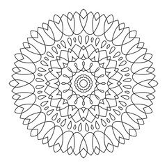 Mandala. Wonderful Round Element For Coloring Book. Black Lines on White Background. 